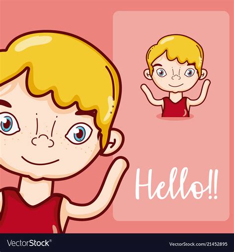 Boy Saying Hello Cartoon Royalty Free Vector Image