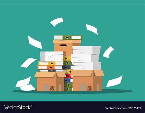 Pile Of Paper Documents And File Folders Vector Image