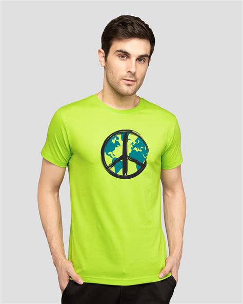 Buy World Peace Half Sleeve T Shirt For Men Green Online At Bewakoof