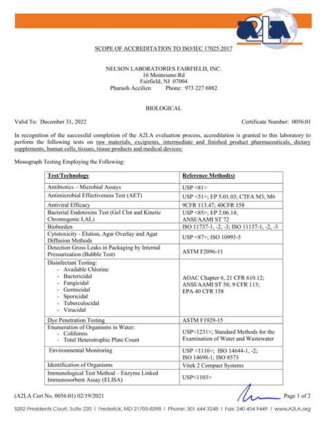 Pdf Scope Of Accreditation To Isoiec 170252017 Biological Dokumen