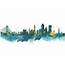 San Francisco City Skyline Art Print In Teal Watercolour Abstract 