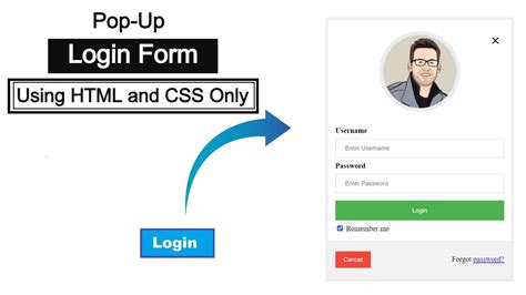Popup Login Form Using Html And Css Html Login Form 2020