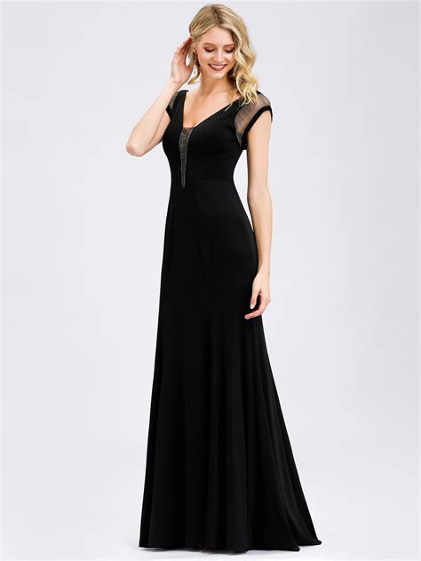 Ever Pretty Long Black Sexy Mermaid Formal Evening Party Dresses Prom