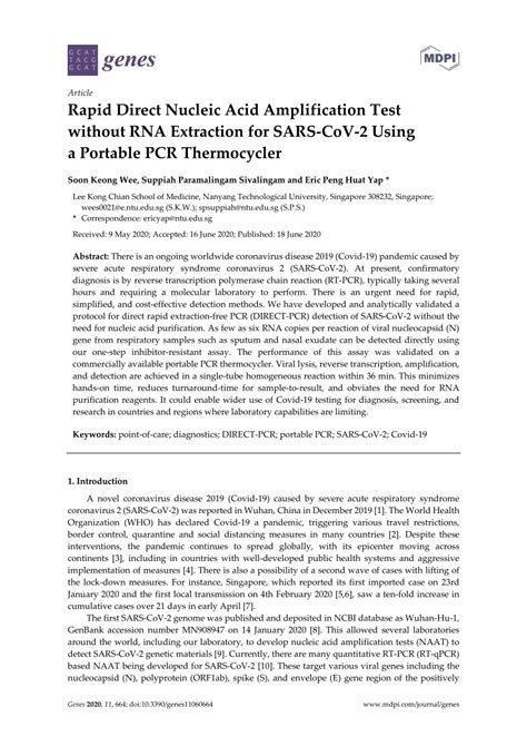 The commonest technique employed is pcr, such as is used in the xpert (which is a form of naa test that integrates sample processing and pcr. (PDF) Rapid Direct Nucleic Acid Amplification Test without ...