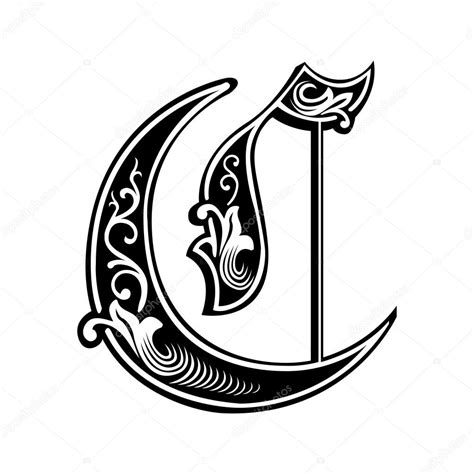 Alphabets Anglais Belle Décoration De Style Gothique Lettre C — Image