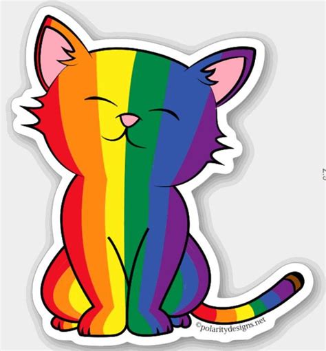 Lgbtq Rainbow Pride Kitty Sticker Lgbtq Flag Pride Sticker Decal Queer Art Ts Under 5 Etsy