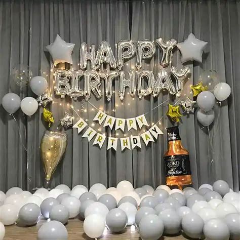 Birthday Party Decoration Adults Silver Happy Birthday Balloon Kit