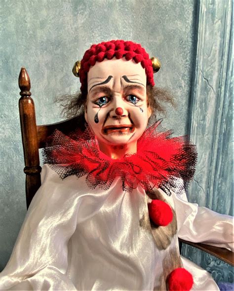 Ooak Art Doll Old Clown Collectible Art Doll Jester Pagliaccio