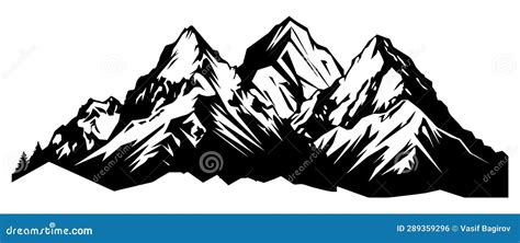 Mountain Silhouette Vector Icon Rocky Peaks Mountains Ranges Stock