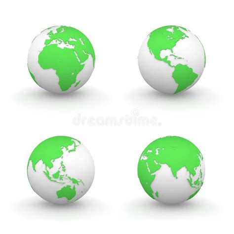 3d Globes In Green Stock Illustration Illustration Of Land 9436446