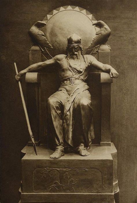 Statue Of Odin On The Raven Throne 1900 By Rudolf Maison Vikings