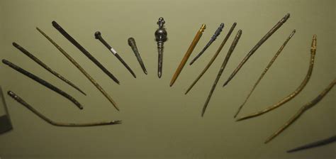 Hair Pins From The Roman Period On Display At The Vindolanda Museum