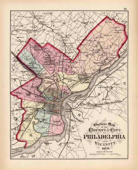 Outline Map Of The County And City Of Philadelphia And Vicinity
