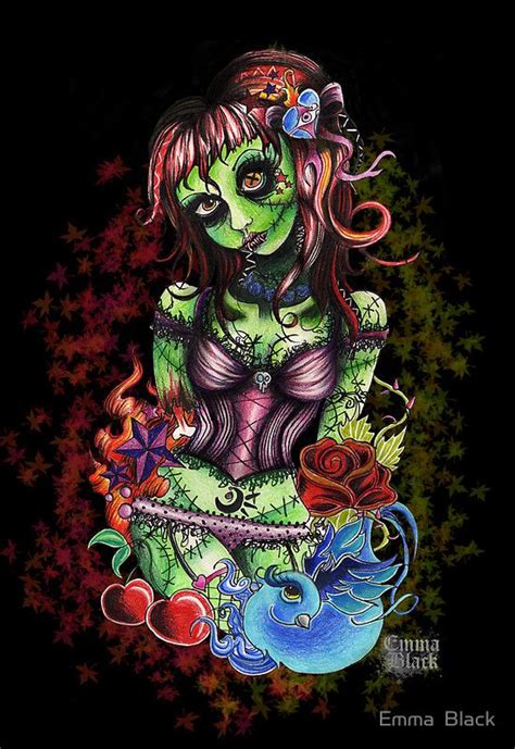 Black Zombie By Emma Black Zombie Girl Tattoos Zombie Girl Zombie