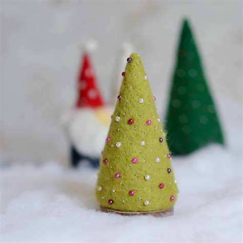 Wool Felt Christmas Tree Ornament Small Olive Felt Etsy