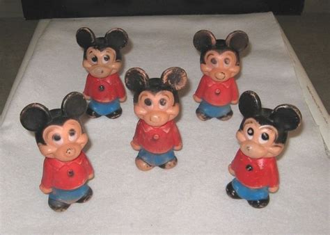 Disney Mickey Mouse 5 Vintage Plastic Dolls 55in 1950s 1960s Disney