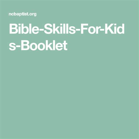 Bible Skills For Kids Booklet Booklet Bible Skills