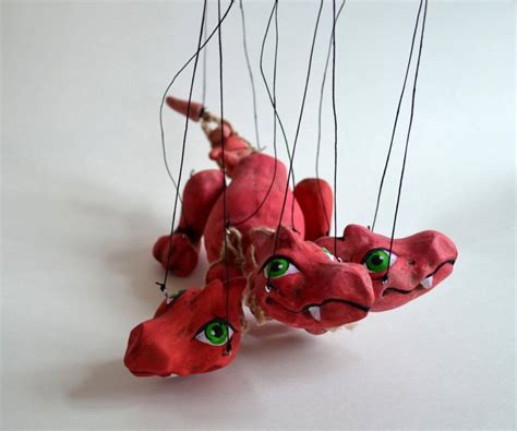 Red Dragon Marionette Handmade Clay Puppet 11 Etsy