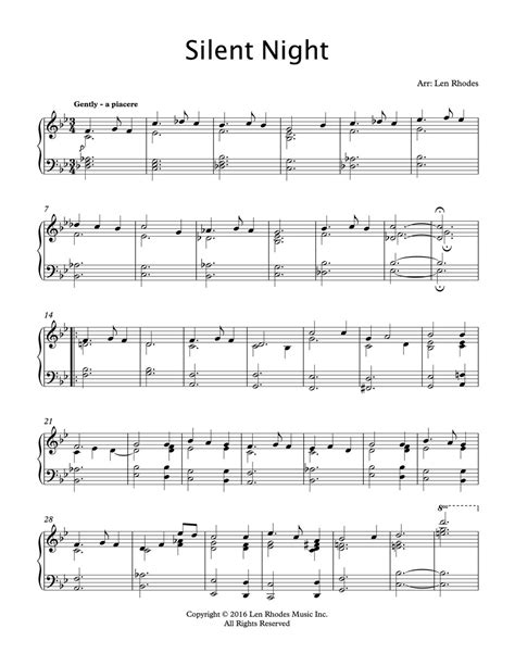 Silent night (gruber) | easy piano sheet music (digital print). Silent Night Piano Duet Free Sheet Music - Best Music Sheet