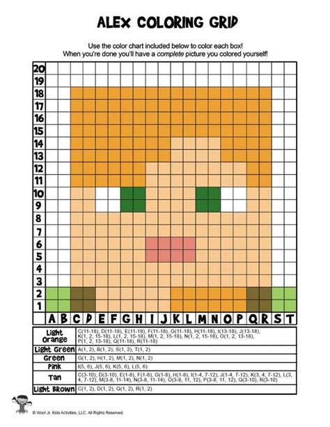 Maybe you would like to learn more about one of these? Minecraft Pixel Coloring Page - Alex ANSWER KEY | Woo! Jr ...