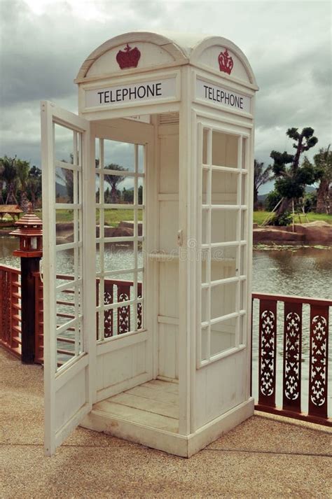 Classic Vintage White Phone Booth Stock Photo Image Of English
