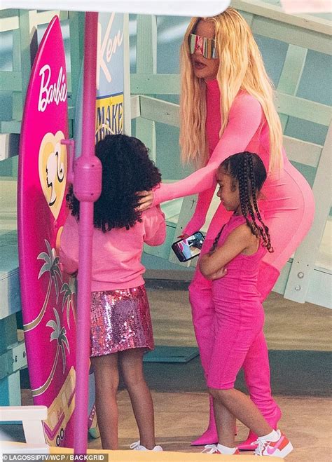 Barbie Girls Kim And Khloe Kardashian Squeeze Into Mattel Doll Inspired Outfits As They Take