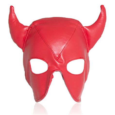 Leather Costume Head Mask Hood Cosplay Leather Half Face Nose Holes