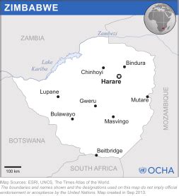 The central area of ruins extends about 200 acres (80 hectares); Zimbabwe: Location Map (2013) - Zimbabwe | ReliefWeb