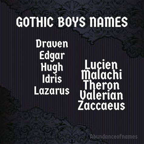 Gothic Baby Boy Names Pretty Names Boy Names Story Writing Prompts