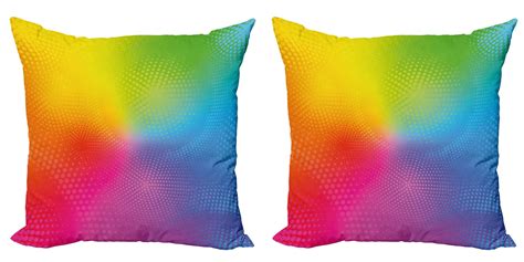 Rainbow Throw Pillow Cushion Cover Pack Of 2 Vibrant Neon Colors