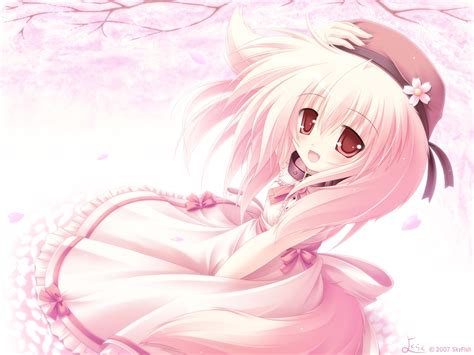 Wallpaper Drawing Illustration Anime Hat Wind Pink Cute Girl