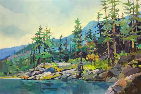 Reflected Pines By Randy Hayashi Acrylic On Canvas Koyman Galleries