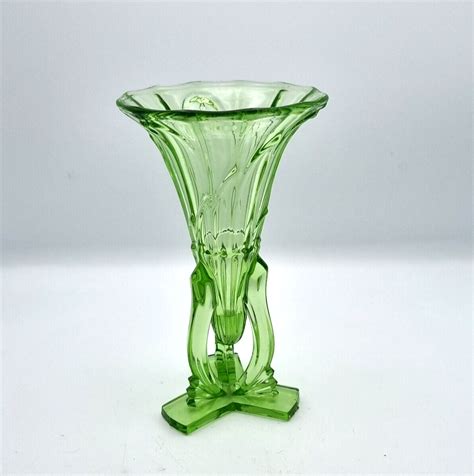 vintage uranium glass vase art deco libochovice rocket vase czechoslovakia ebay