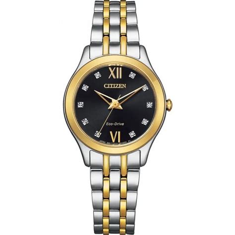 citizen silhouette diamond two tone eco drive ladies watch watches from adams jewellers