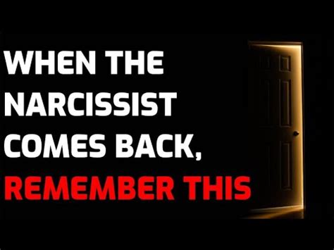 When The Narcissist Comes Back Remember This Youtube