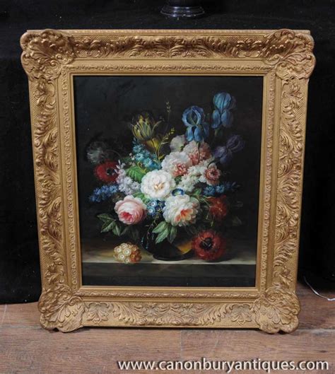 Dutch Oil Painting Floral Still Life Flowers Gilt Frame