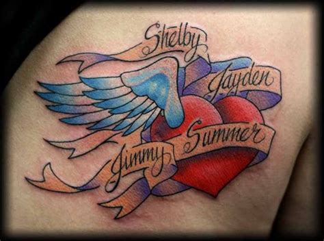 Heart Tattoos With Names Jeff Ensminger Winged Heart
