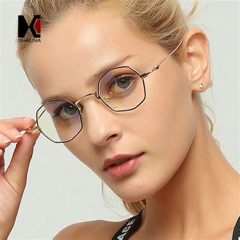 Shauna Women Octagon Metal Optical Glasses Prescription Free Nude