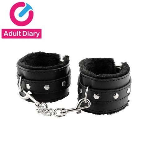 Adult Diary Pu Leather Handcuffs Adult Games Sex Toys Soft Plush Bdsm
