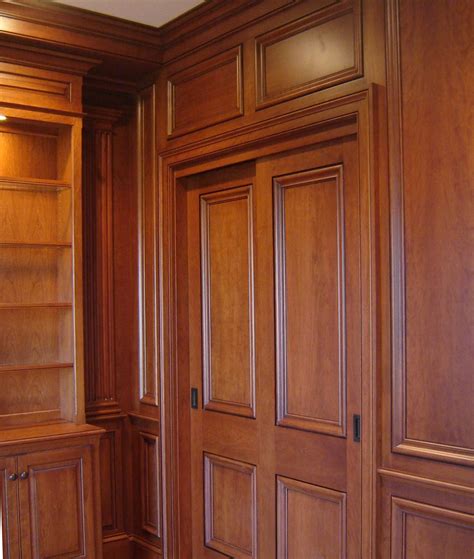 Cherry Paneled Library With Bookcases Paneled Library Home Library