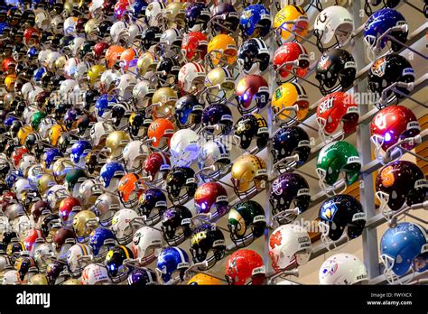 The Helmet Wall At The College Football Hall Of Fame Atlanta Georgia