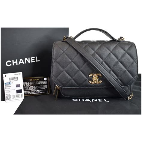 Chanel Business Affinity Medium Flap Caviar Quilted Shoulder Bag Black