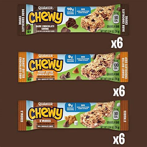 Quaker Chewy Granola Bars 3 Flavor Variety Pack 084oz Bar 18 Count