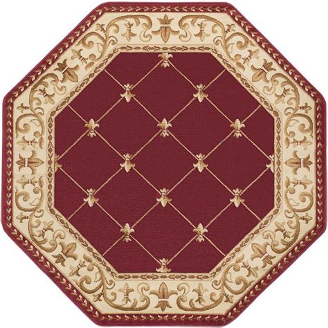 Tayse Rugs Sensation Red 5 Ft X 5 Ft Octagon Traditional Area Rug