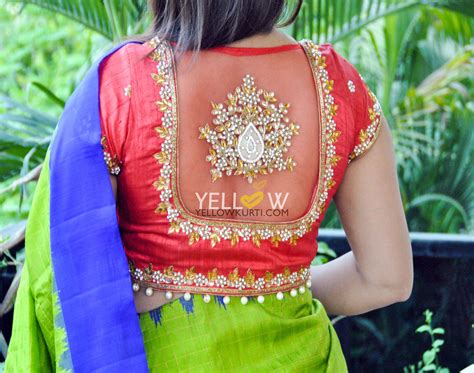 Creative Back Neck Designs For Silk Saree Blouses • Keep Me Stylish Netted Blouse Designs