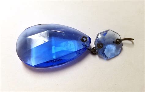 Vintage Blue Chandelier Crystal Teardrops 15 Blue Crystal Prisms