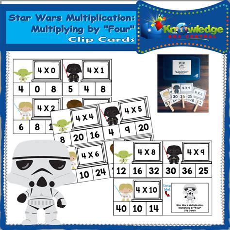 Star Wars Multiplication Multiplying By Four Clip Cards