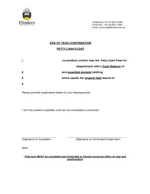 Petty Cash Confirmation Letter - Fill and Sign Printable Template Online