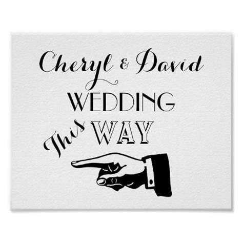 This Way Hand Pointing Custom Wedding Sign Custom