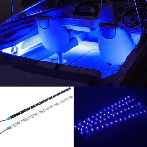 4x Ultra Blue Led Boat Light Deck Courtesy Bow Trailer Pontoon 12v